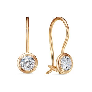 Серьги «Дельта» из красного золота с фианитом