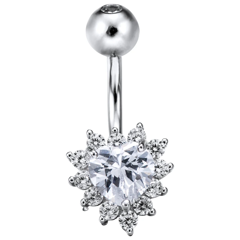 Пирсинг  серебряный с фианитом