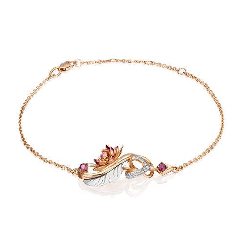 Браслет  из красного золота с гранатом