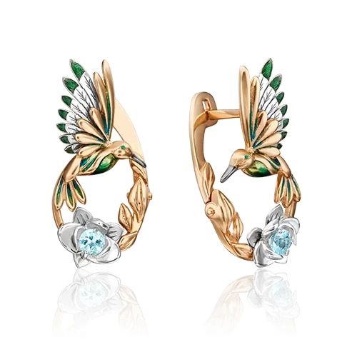 Серьги  из комбинированного золота с топазом