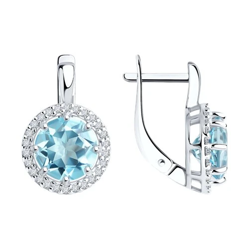 Серьги  серебряные с топазом