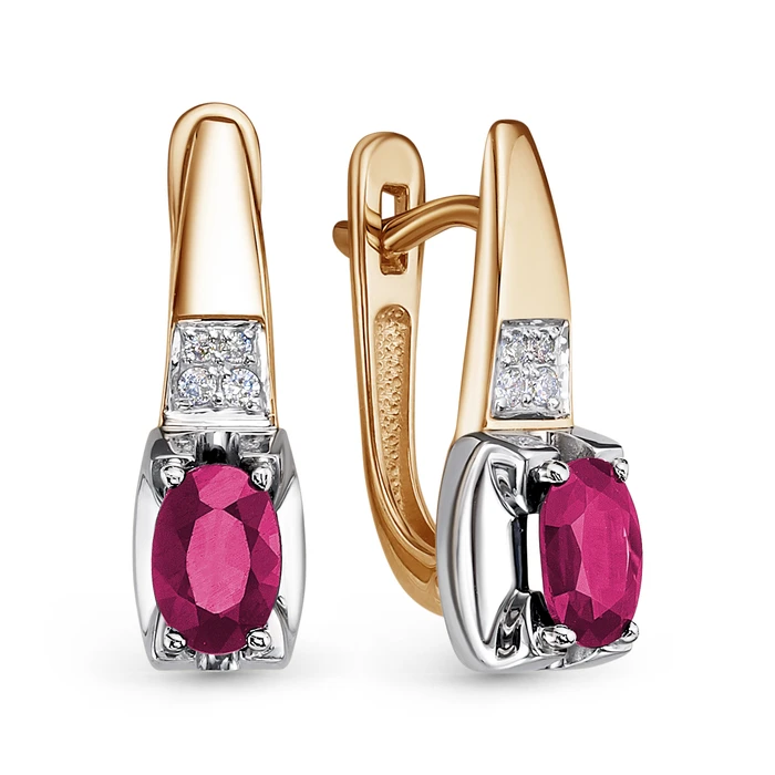 Серьги  из красного золота с рубином