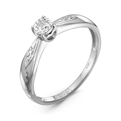 Кольцо  из белого золота с природным бриллиантом