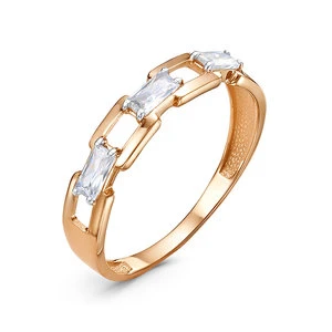 Кольцо «Дельта» из красного золота с фианитом