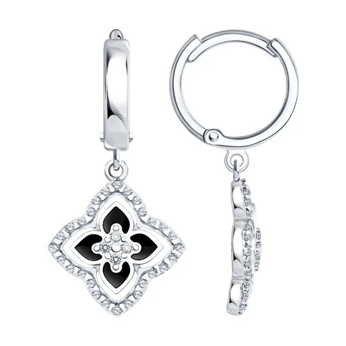 Серьги  серебряные с фианитом