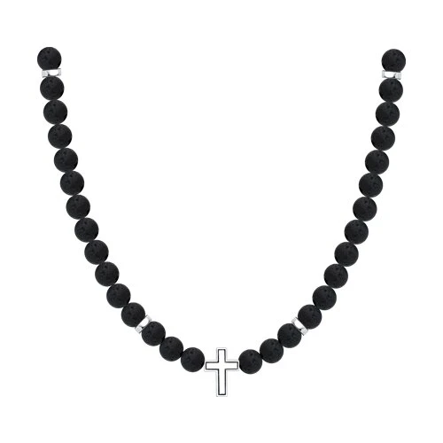 Колье  серебряное с вулканическим камнем