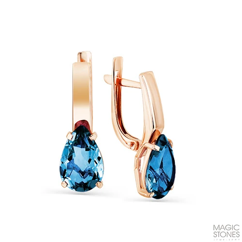 Серьги  из красного золота с топазом