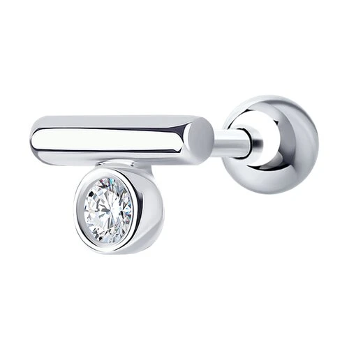 Пирсинг  серебряный с фианитом