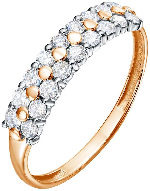 Кольцо  из красного золота с выращенным бриллиантом