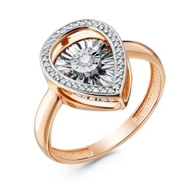 Кольцо  из красного золота с природным бриллиантом