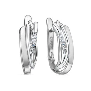 Серьги «Дельта» из белого золота с бриллиантом