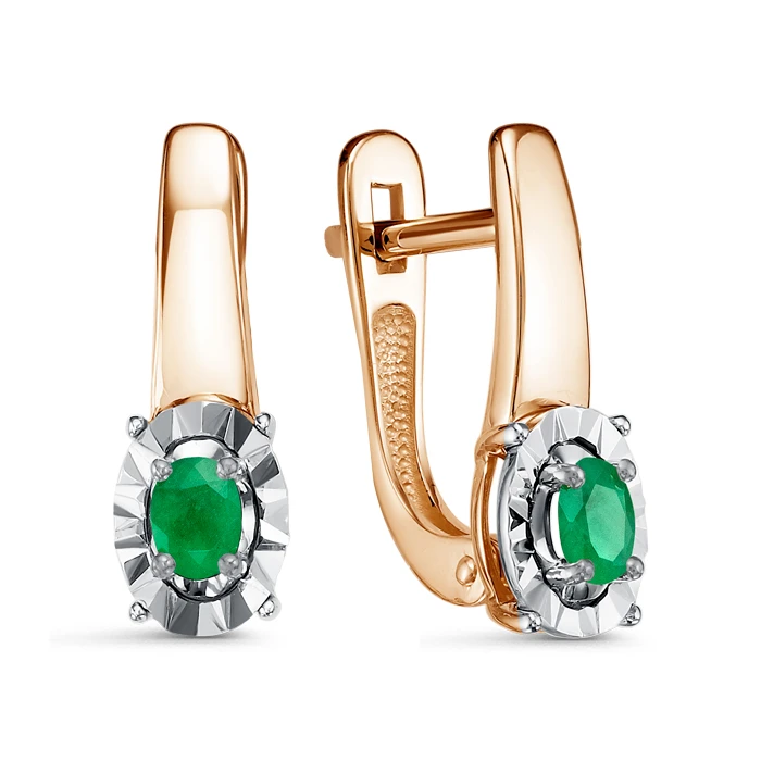 Серьги «Империал» из красного золота с изумрудом