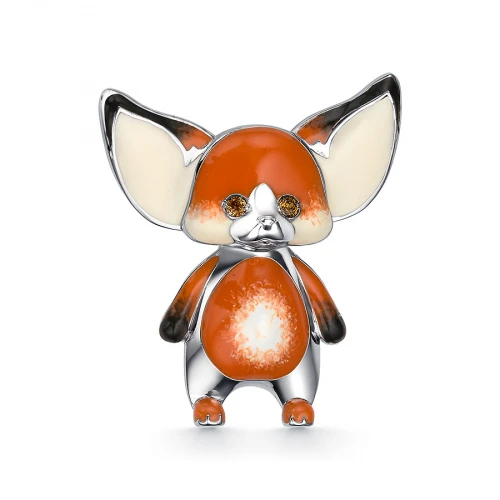 Брошь  серебряная с фианитом