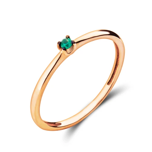 Кольцо  из красного золота с фианитом