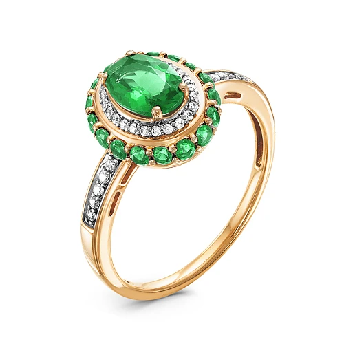 Кольцо  из красного золота с изумрудом