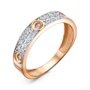 Кольцо «Дельта» из красного золота с фианитом