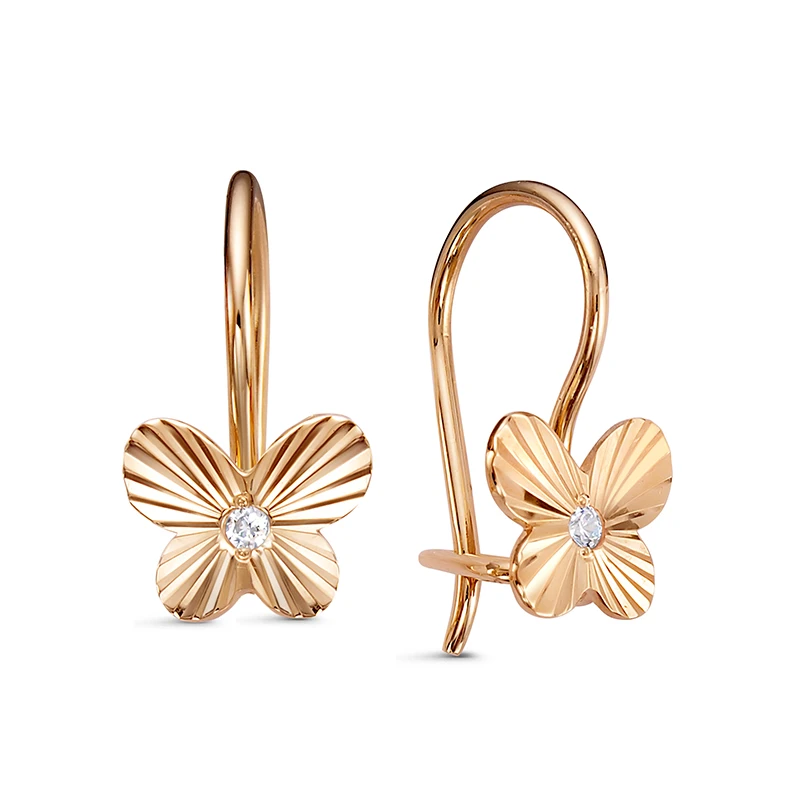 Серьги  из красного золота с фианитом