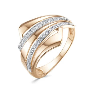 Кольцо «Дельта» из красного золота с фианитом