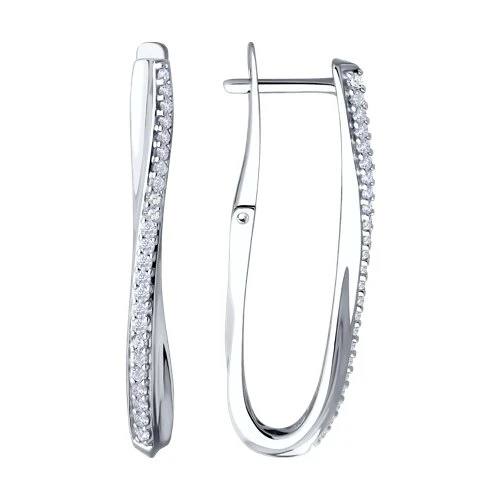 Серьги  серебряные с фианитом