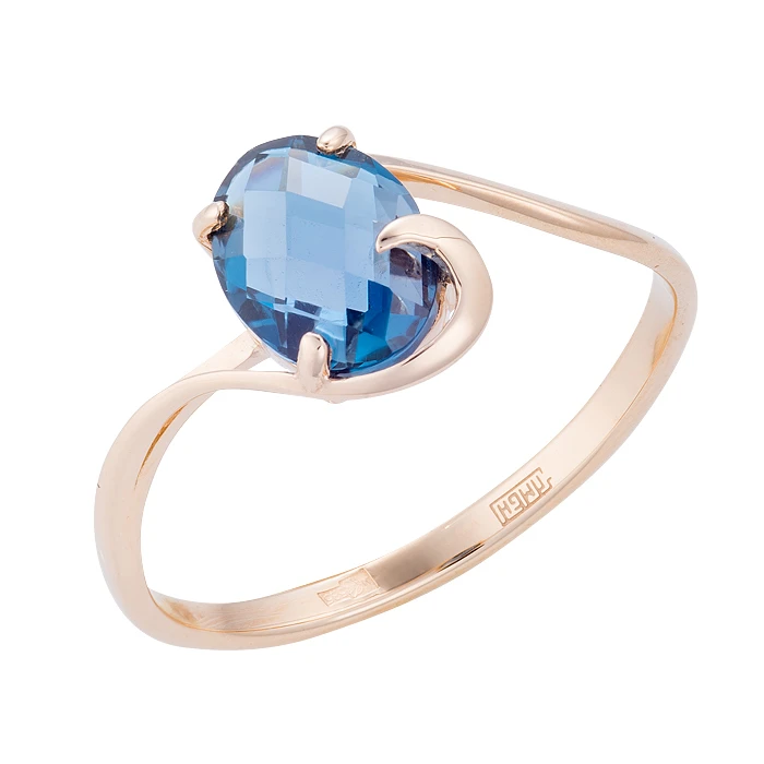 Кольцо  из красного золота с гранатом