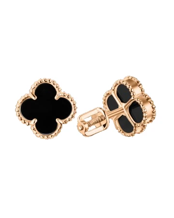 Серьги  из красного золота с ониксом