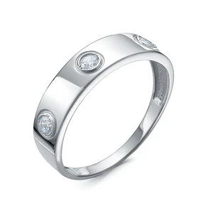 Кольцо «Дельта» из белого золота с фианитом
