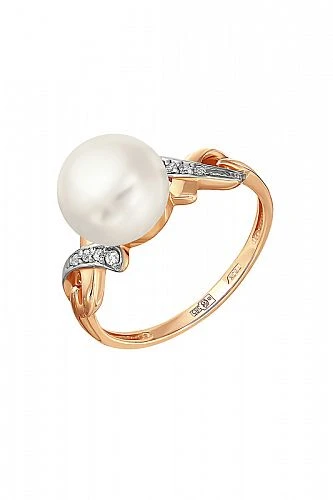 Кольцо  из красного золота с жемчугом