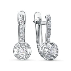 Серьги «Дельта» из белого золота с фианитом