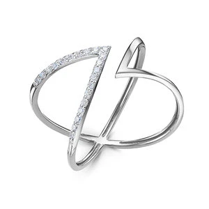 Кольцо «Дельта» из белого золота с фианитом