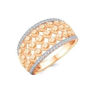 Кольцо  из красного золота с фианитом