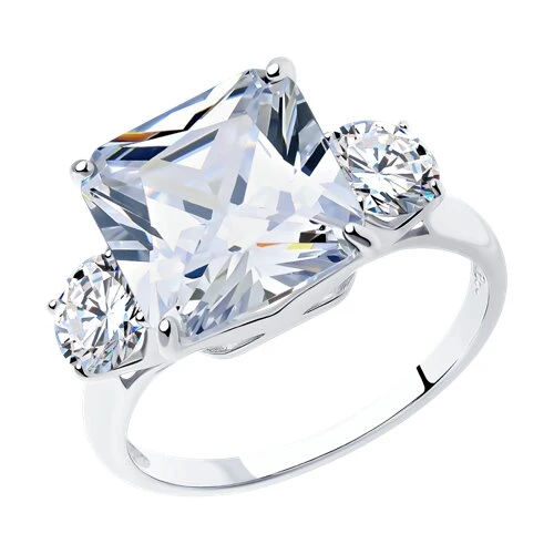 Кольцо  серебряное с фианитом