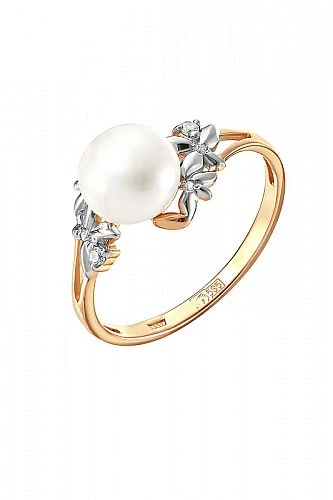 Кольцо  из красного золота с жемчугом