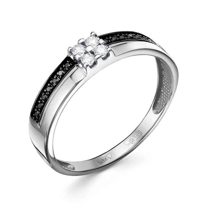 Кольцо  из белого золота с природным бриллиантом