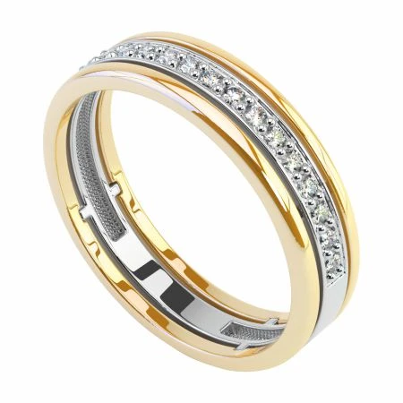 Кольцо  из комбинированного золота с фианитом