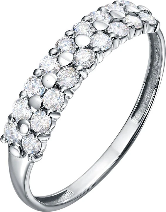 Кольцо  из белого золота с выращенным бриллиантом