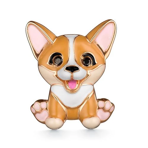 Брошь «DEWI» из серебра с позолотой с фианитом