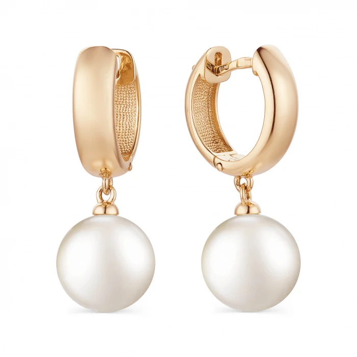 Серьги  из красного золота с жемчугом