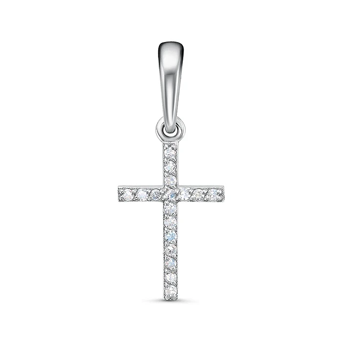 Подвеска  из белого золота с природным бриллиантом