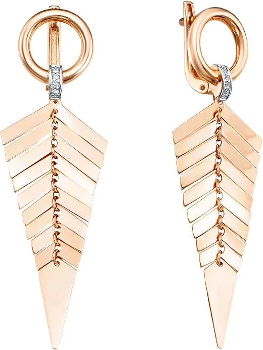 Серьги  из красного золота с фианитом