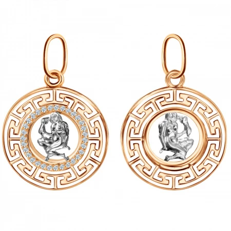 Подвеска  из комбинированного золота с фианитом