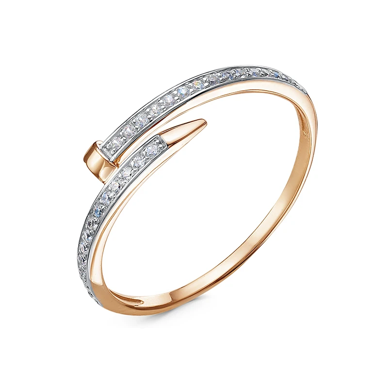 Кольцо  из красного золота с фианитом