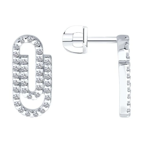 Серьги  серебряные с фианитом