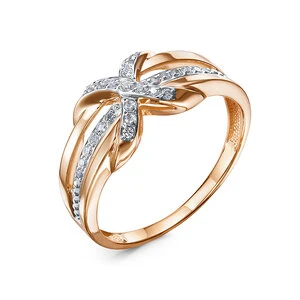 Кольцо «Дельта» из красного золота с фианитом