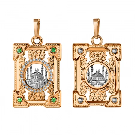 Подвеска  из комбинированного золота с фианитом