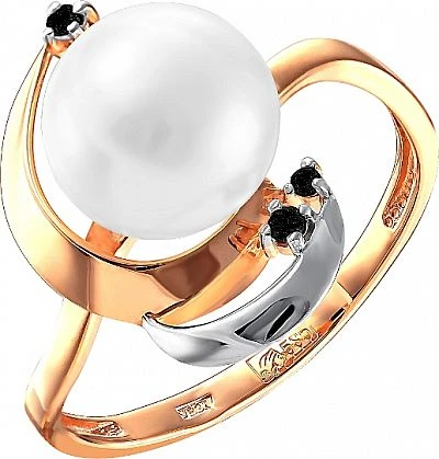 Кольцо  из красного золота с жемчугом