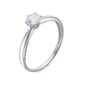 Кольцо «Дельта» из белого золота с фианитом