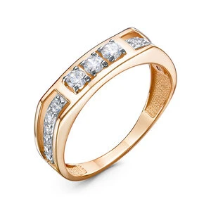 Кольцо «Дельта» из красного золота с фианитом