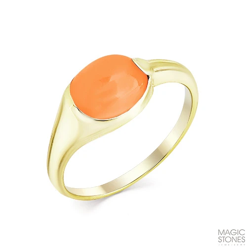 Кольцо из красного золота с лунным камнем