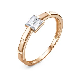 Кольцо «Дельта» из красного золота с фианитом