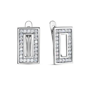 Серьги  из белого золота с фианитом